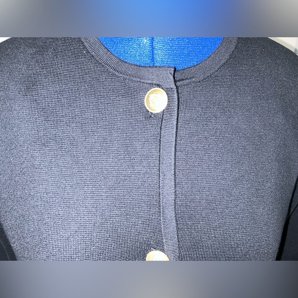 J.Crew Women’s Black Giselle Sweater Blazer with Gold Buttons - Picture 3 of 7